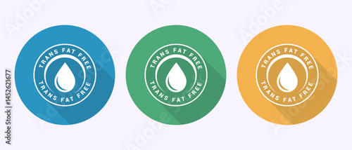 Trans fat free icon design illustration, Zero trans fat label badge sign in shadow button design