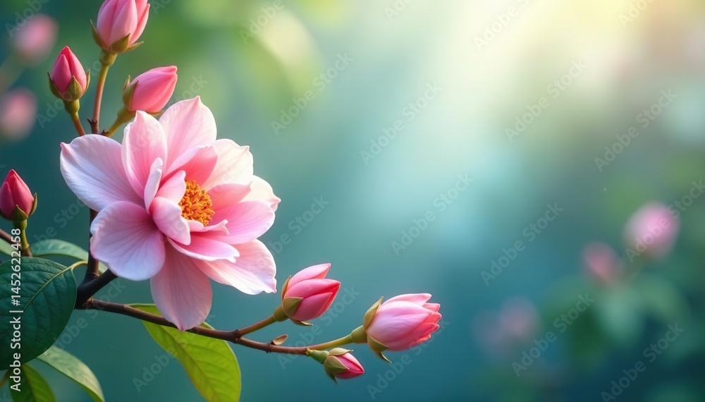 Obraz premium Delicate blossoms and foliage, endlessly repeating, delicate, white, close-up