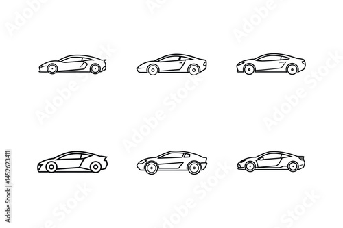 sports car icon vector line art illustration