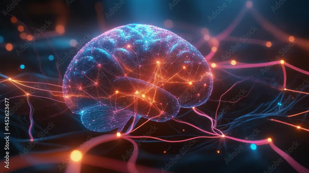 Human Brain Neural Network Connections Glowing Human Brain Neural Network Connections Glowing