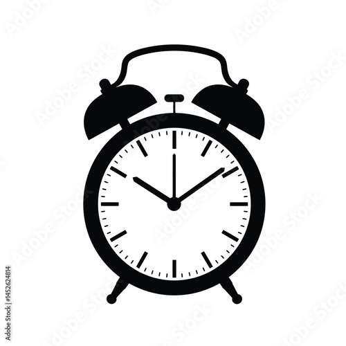clock black silhouette vector, alarm clock silhouette 