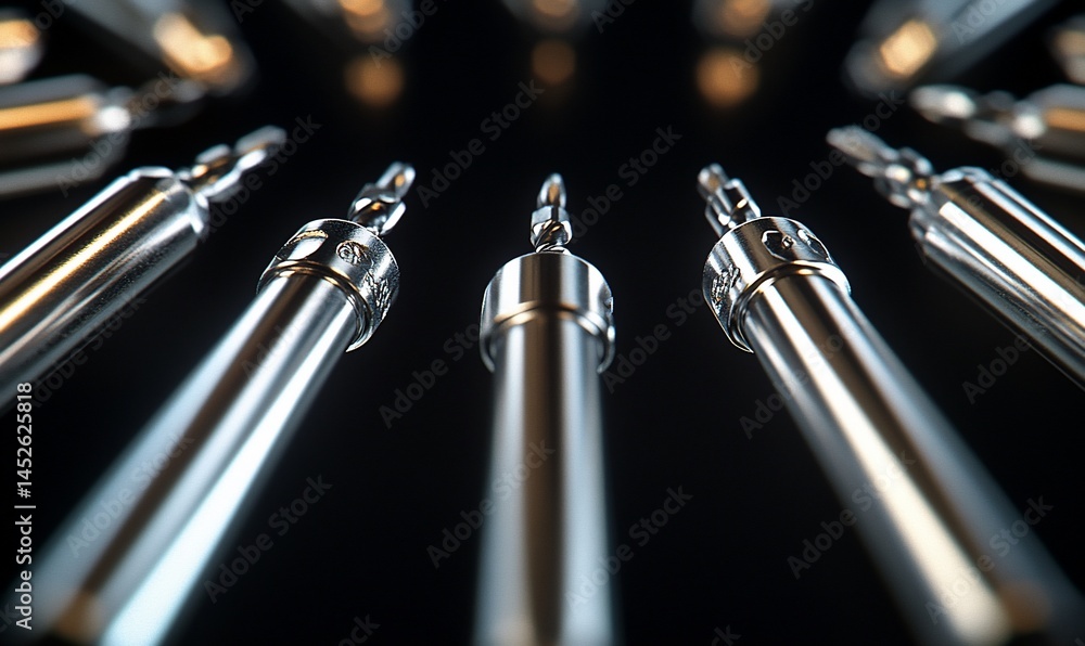 Naklejka premium Gleaming drill bits arranged in circle