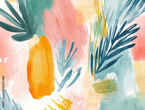 Fototapeta Naklejka Na Ścianę i Meble -  Modern boho background. Abstract watercolor banner template. Minimal background in boho style. Abstract contemporary illustration. 