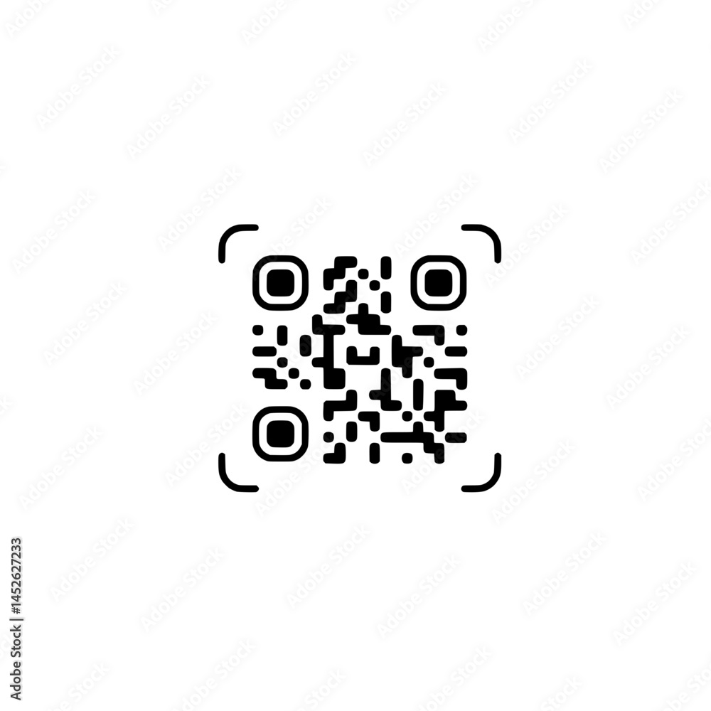 Icon of a QR code, representing concepts of technology and information access Icon of a QR code, representing concepts of technology and information access