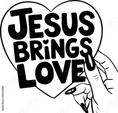 Jesus Brings Love Heart Graphic