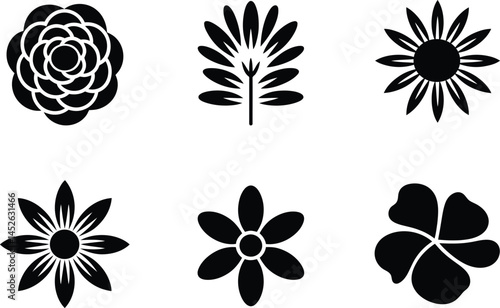Minimalist Black Flower Plant Silhouette