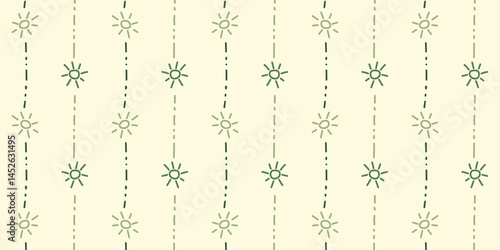 Hand-drawn sun pattern with dashed lines on light cream background