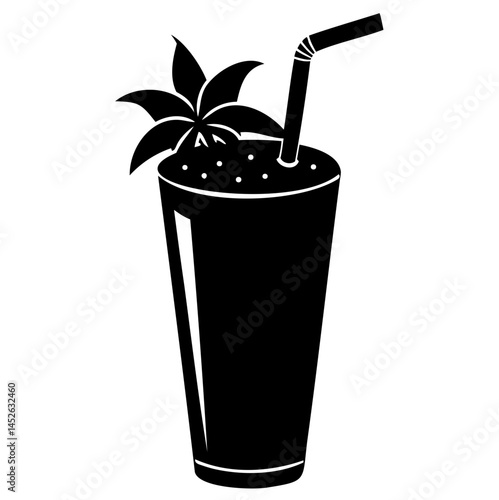 Tropical smoothie with straw and flower vector illustration for summer drink and beverage design needs isolated on transparent background