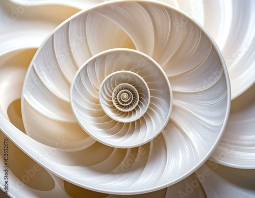 Wallpaper Mural Close-up of a nautilus shell, showcasing its intricate spiral pattern and pearlescent texture.  Perfect for abstract, nature, or science-related projects. Torontodigital.ca