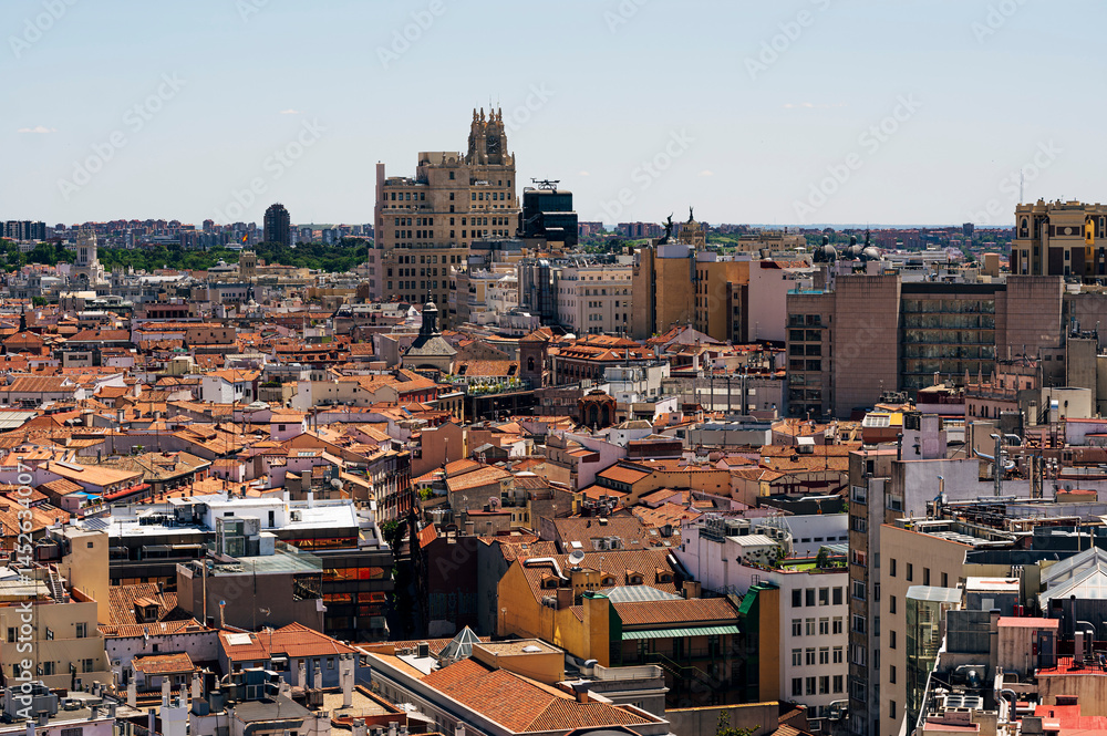 Fototapeta premium Aerial view of Gran Via Madrid