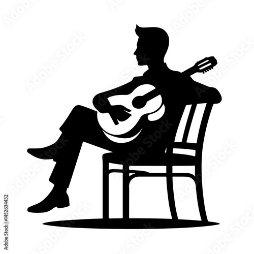 Acoustic Guitar Silhouette for Music and Creativity Design