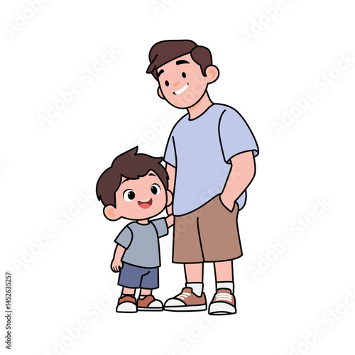 vector illustration of cartoon characters father and son together