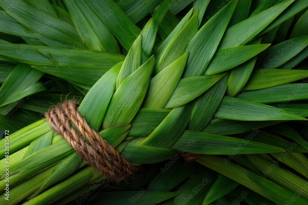 Fototapeta premium Weaved Green Leaves Tied with String
