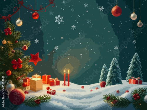 festival decorated christmas night background