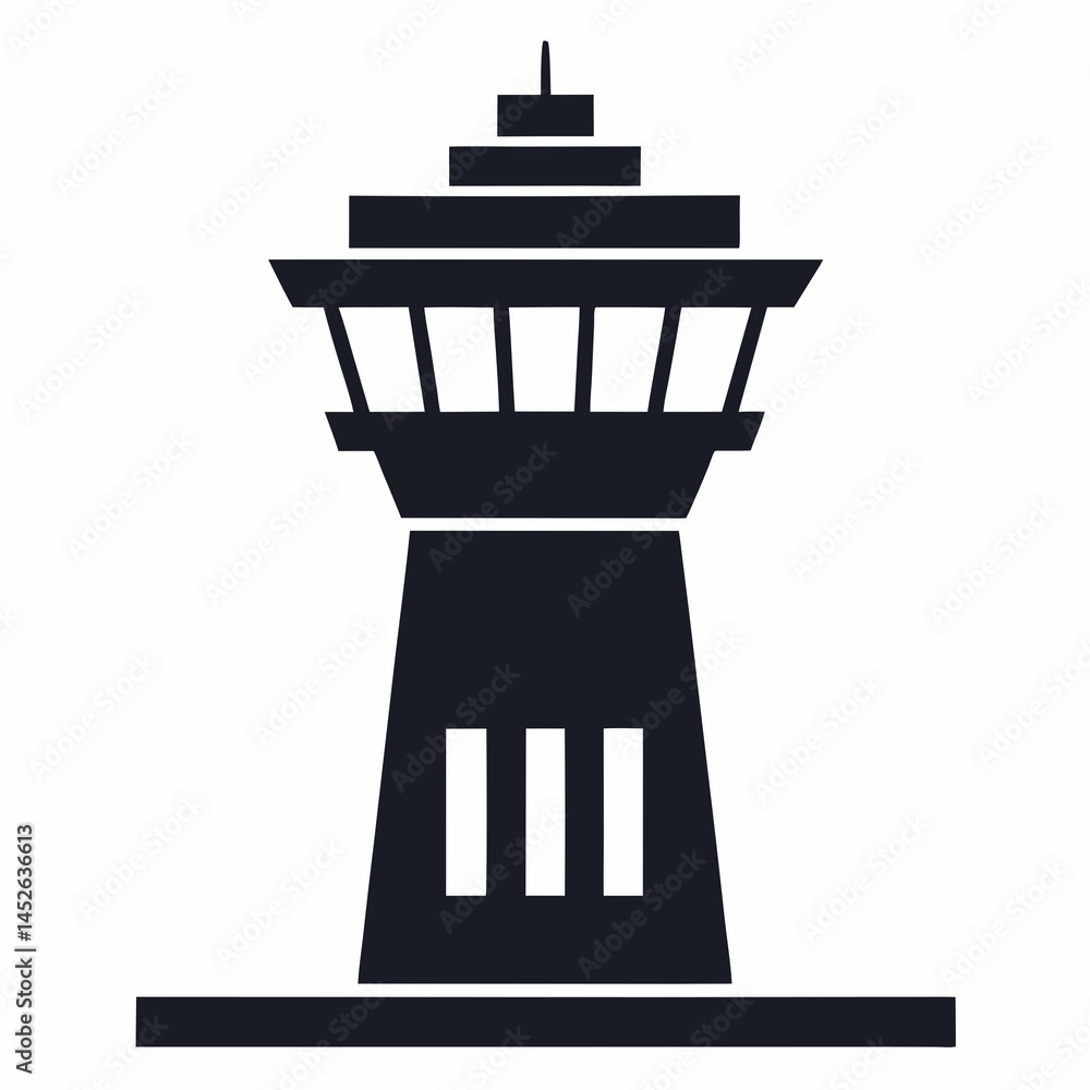 Air Traffic Control Tower icon silhouette vector illustration Air Traffic Control Tower icon silhouette vector illustration