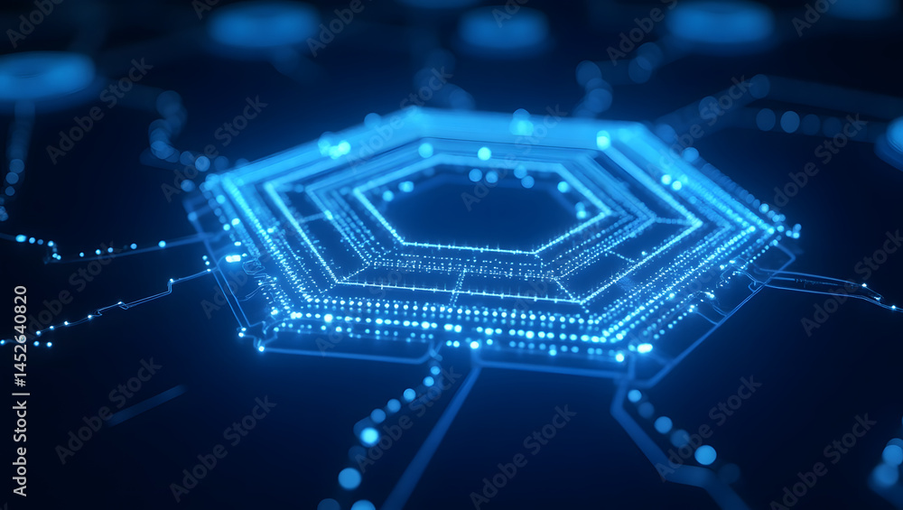 Abstract data firewall visualized as a hexagonal barrier with glowing blue energy waves. Abstract data firewall visualized as a hexagonal barrier with glowing blue energy waves.