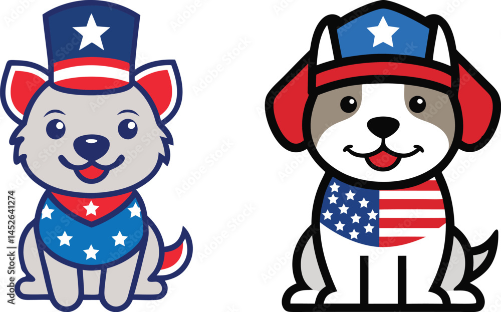 t-shirt design usa independence day themed dog vector illustration