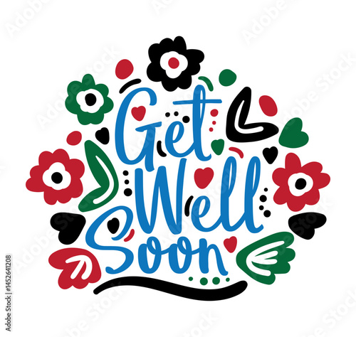 get well soon lettering. vector illustration