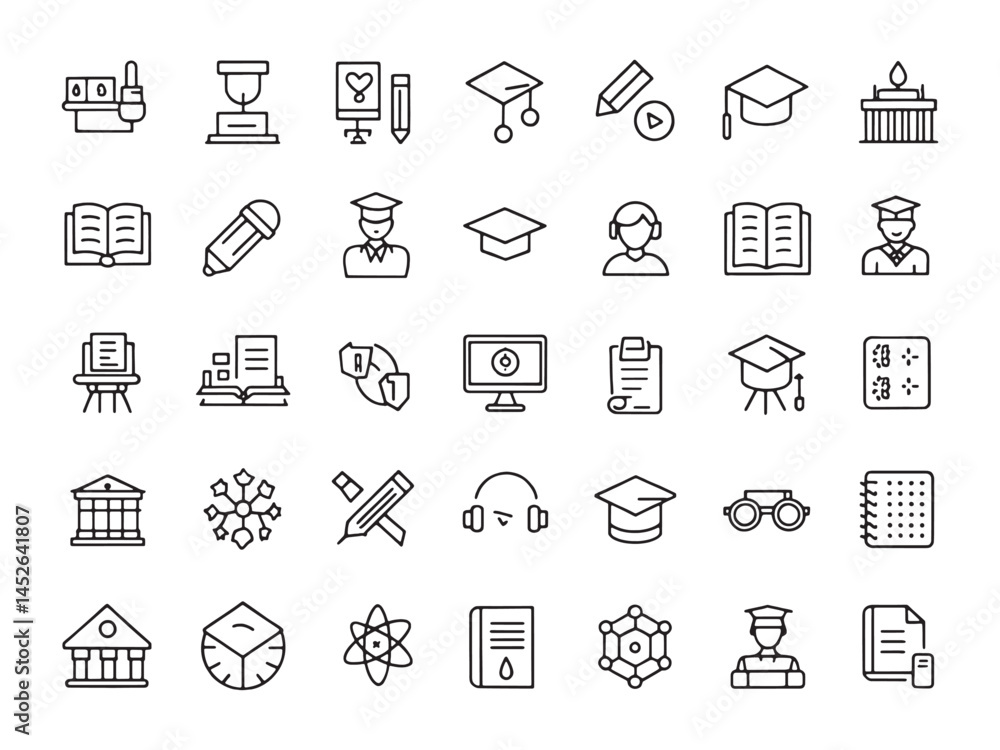 Graduate Studies Career Advancement Line Art Graduate Studies Career Advancement Line Art