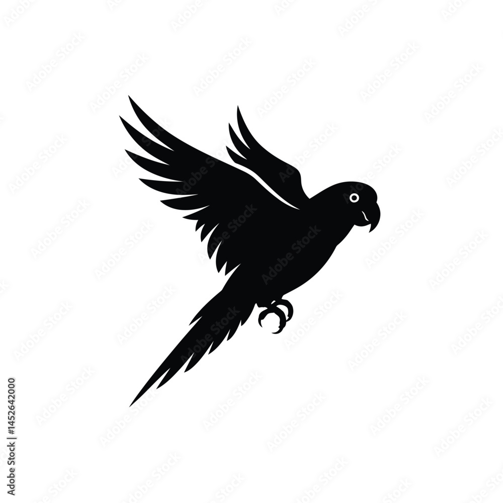 Obraz premium parrot silhouette vector, parrot bird icon clip art 