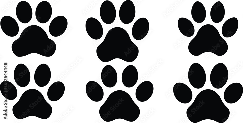 Set of Black Animal Paw Prints – Vector Illustration Set of Black Animal Paw Prints – Vector Illustration