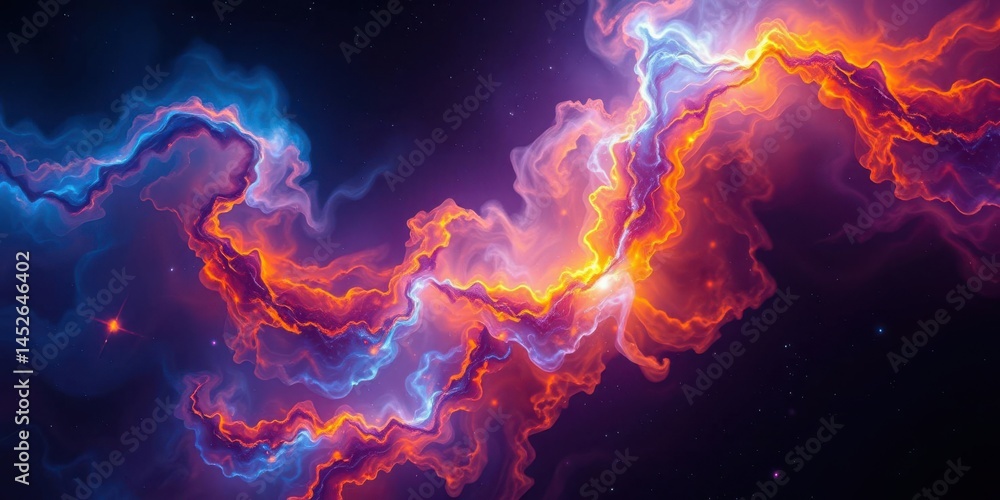 Abstract cosmic cloudscape with vibrant colors swirling through space. A celestial dance of energy and light. Abstract cosmic cloudscape with vibrant colors swirling through space. A celestial dance of energy and light.