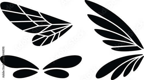 Assorted Black Wing Silhouettes - Vector Set