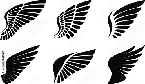 Assorted Black Wing Silhouettes - Vector Set