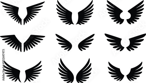 Assorted Black Wing Silhouettes - Vector Set