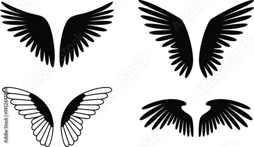 Assorted Black Wing Silhouettes - Vector Set