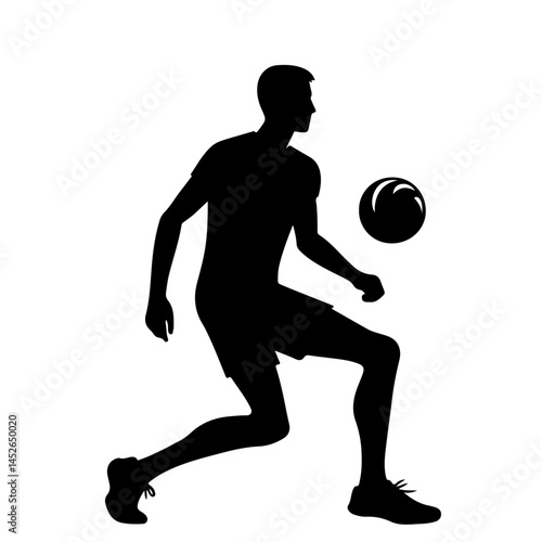 Female Volleyball Player Spiking Silhouette for Sports Design