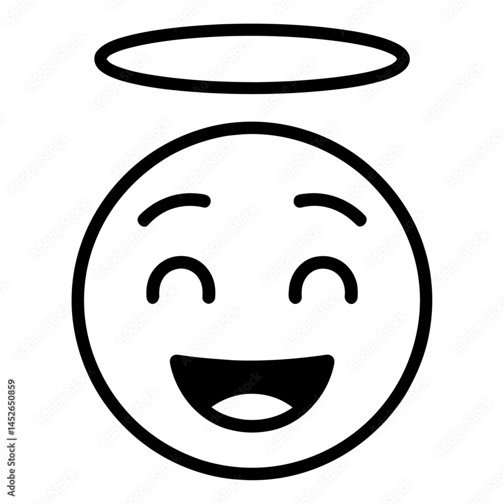 Smiling Emoji with Halo Illustration Smiling Emoji with Halo Illustration