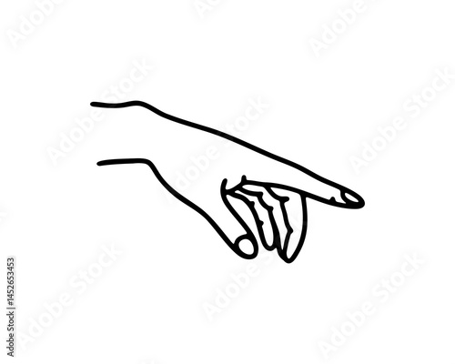 Minimalist Pointing Hand Vector Illustration for Direction and Guidance Concepts in Black and White Design Style