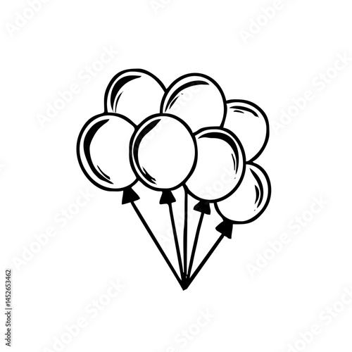 baloon vectror.simple flat design. brithday.party.celebration. black and white