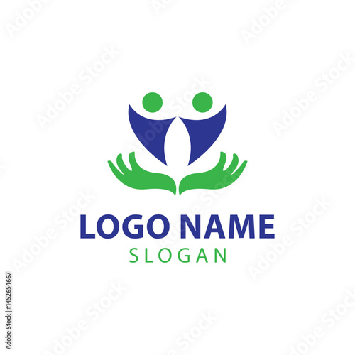 Welfare logo design, Social work logo, Organization logo design, Hand care charity logo emblem design template. rising star logos, Social foundation for human welfare vector illustration