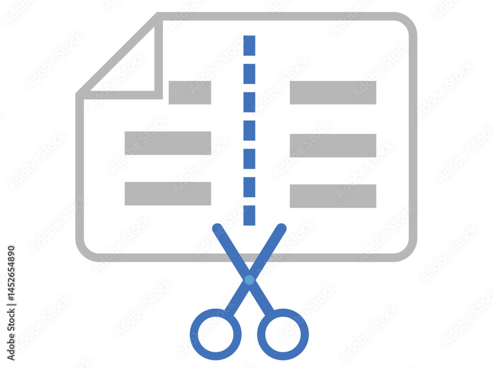 Scissors cutting paper with dashed line Scissors cutting paper with dashed line