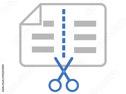 Scissors cutting paper with dashed line