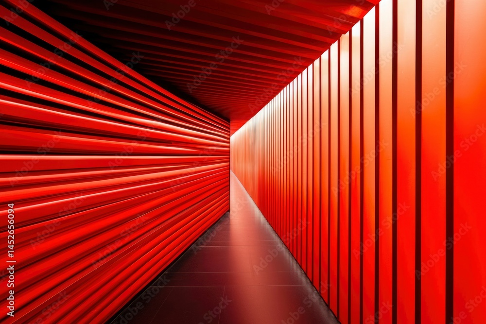 Symmetrical passage illuminated by bright light, textured surfaces create visual depth Symmetrical passage illuminated by bright light, textured surfaces create visual depth