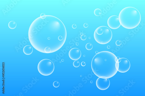Set of colorful soap bubbles for design creation. Isolated, transparent, realistic soap bubbles on transparent background.