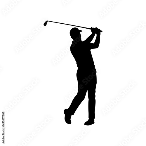 Male golf player silhouette vector flat illustration design.
