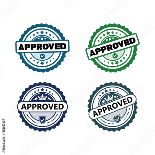 set stamp Logo, Approved logo, Round approved badge, Approved, Officially Approved, Approved Seal, Approved Stamp, Approved badge, Quality Approved.