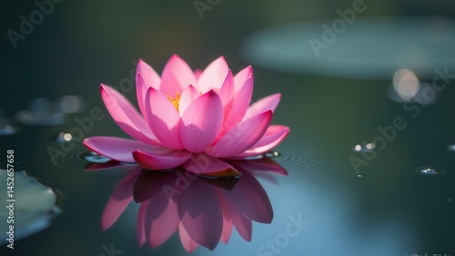 Lotus flower symbolizing purity in Apara Ekadashi, Delicate bloom floating in calm water, Sacred reflection of divine beauty, Spiritual meaning in tranquil detail