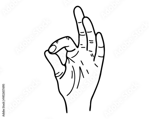 OK Hand Gesture Vector Illustration for Approval and Satisfaction Concepts in Minimalist Black and White Design Style