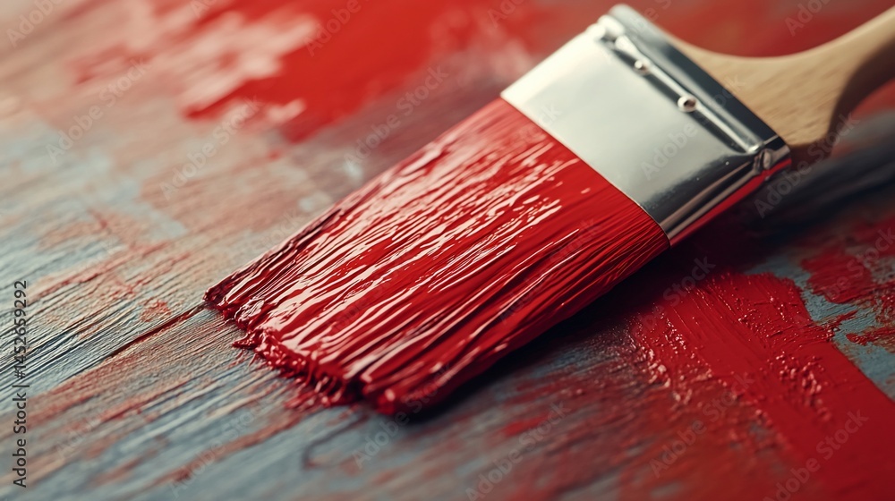 Fototapeta premium Red paint application A painterly masterpiece