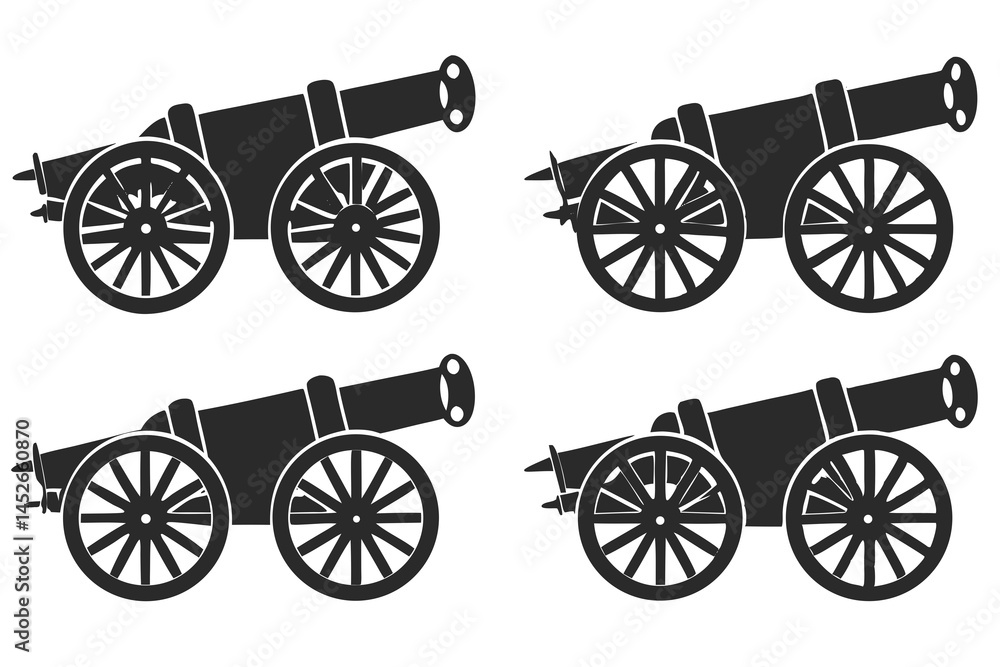 Fototapeta premium set of Cannon silhouette vector illustration