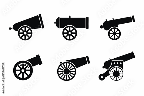 set of Cannon icon silhouette vector illustration