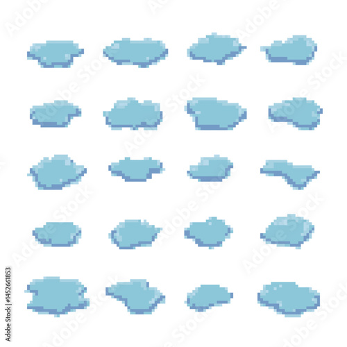 pixel art water puddles set