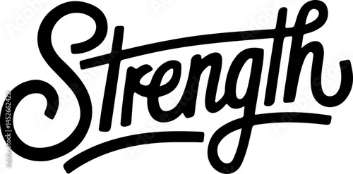 Bold Black Cursive Strength Word Art