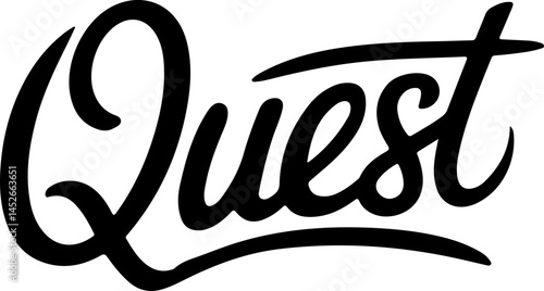Bold Black Handwritten Quest Word