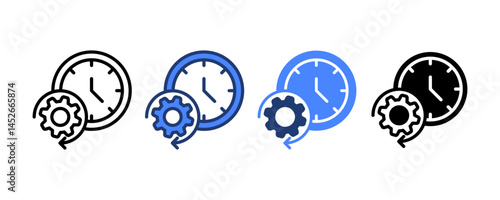 Time Efficiency Icon set multiple style collection